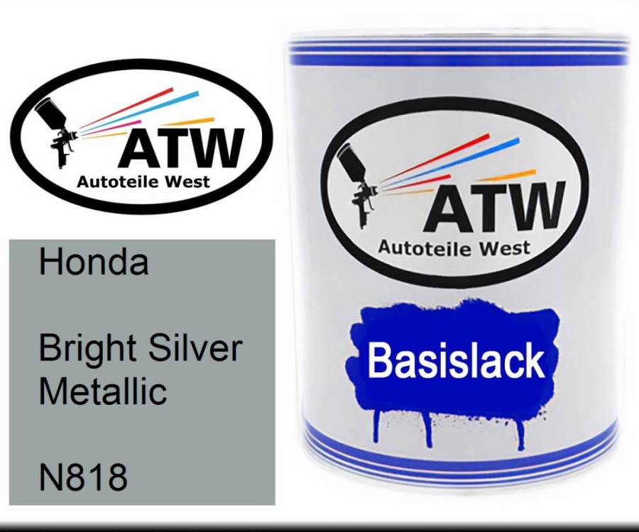 Honda, Bright Silver Metallic, N818: 1L Lackdose, von ATW Autoteile West.
